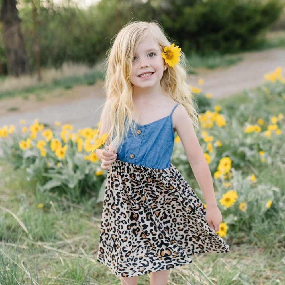 Mommy and Me Dresses Kids and Adults Sleeveless Leopard Solid Tank - Picture 2 of 6